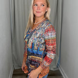 Rust Sleeves VNeck Top