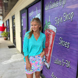 Seaglass Aqua V-neck 3/4 Sleeve Top