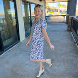 Python Neutrals Puffed Sleeve Dress