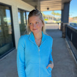 Turquoise Boucle Zip Jacket
