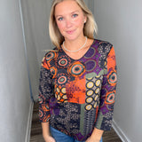 Orange Multi Reversible Vneck Top