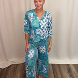 Aqua Crinkle Palazzo Pant