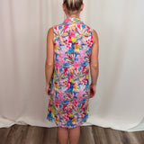 Pink Crinkle Button Back Tank Dress