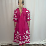 Vati Fuchsia Embroidered Dress