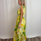 Sunny Yellow Flower Maxi Dress