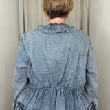 Denim Ruffle Blouse