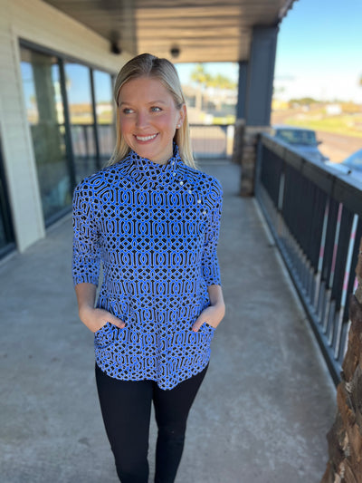 Geo Sapphire Buttoned Up Top