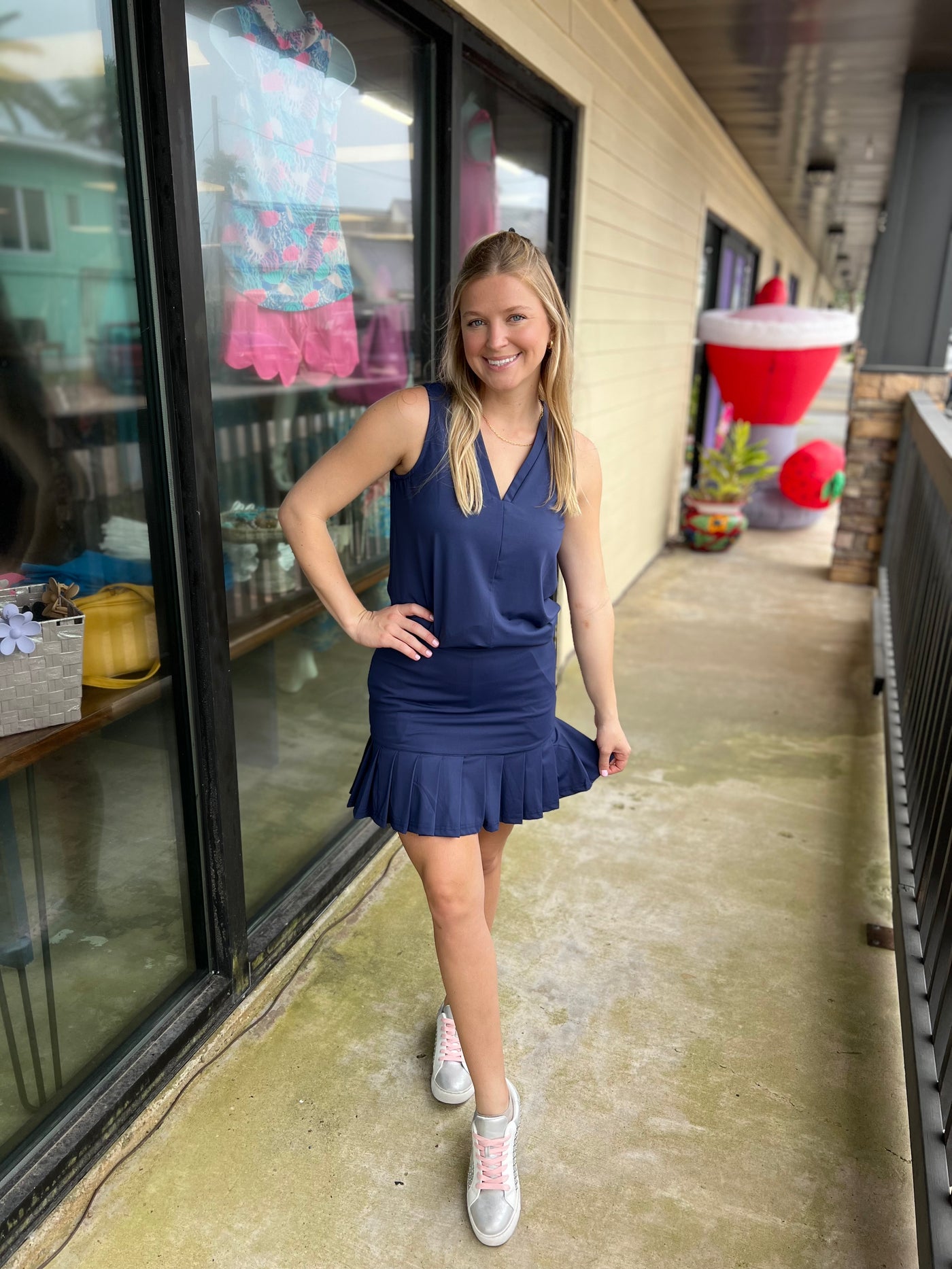Navy Flounce Skort