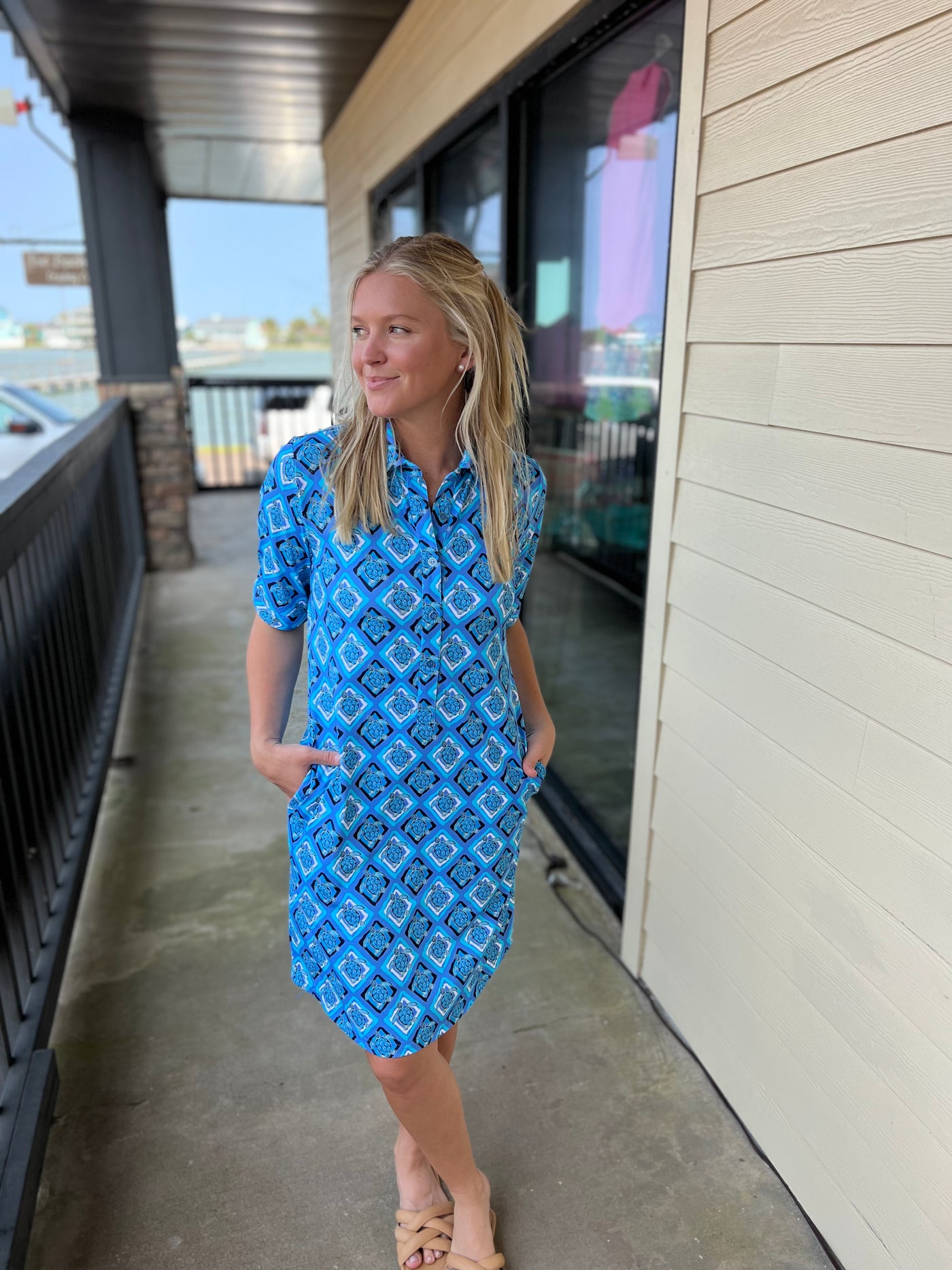 Turtles Collar Button Down Dress