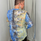 Blue Crinkle Basic Top