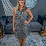 Vertical Zebra Neutral Safari Dress