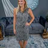 Vertical Zebra Neutral Safari Dress