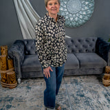 Tan & Black Animal Print Blouse