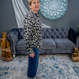 Tan & Black Animal Print Blouse