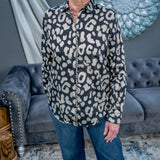 Tan & Black Animal Print Blouse