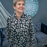 Tan & Black Animal Print Blouse