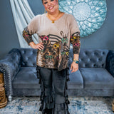 Printed Dollman Sleeves Multi Sweater