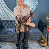 Printed Dollman Sleeves Multi Sweater