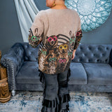 Printed Dollman Sleeves Multi Sweater