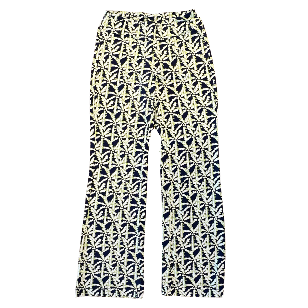 Navy and Lime Palm Tree Palazzo Pant