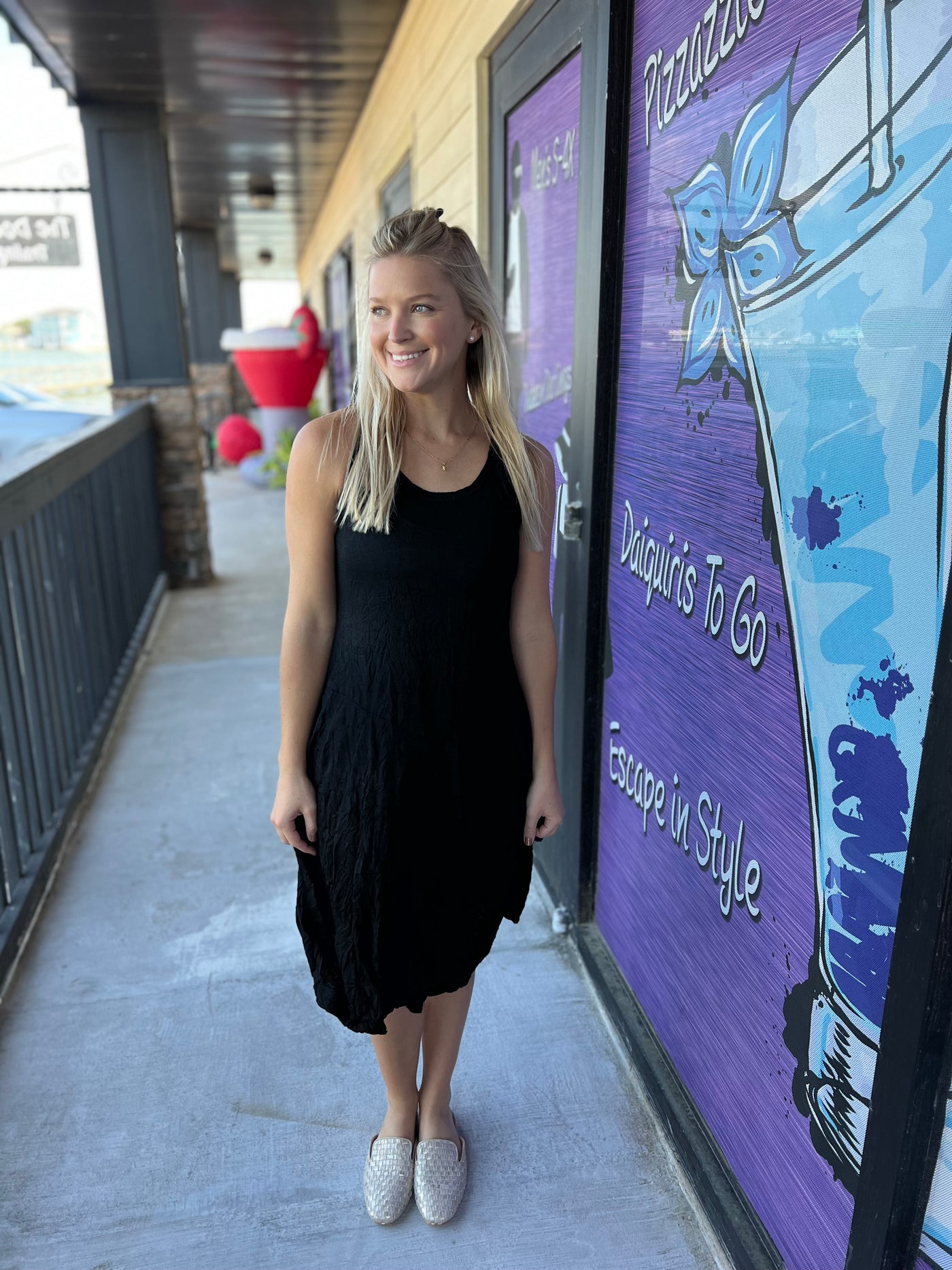 Black Crinkle Bubble Dress