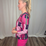 Abstract Block Reversible V-Neck Top