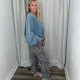 PLUS LEOPARD BARREL JEANS