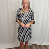 Geometric Link Black & Stone Travel Dress