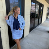 Navy Sleeveless Keyhole Top