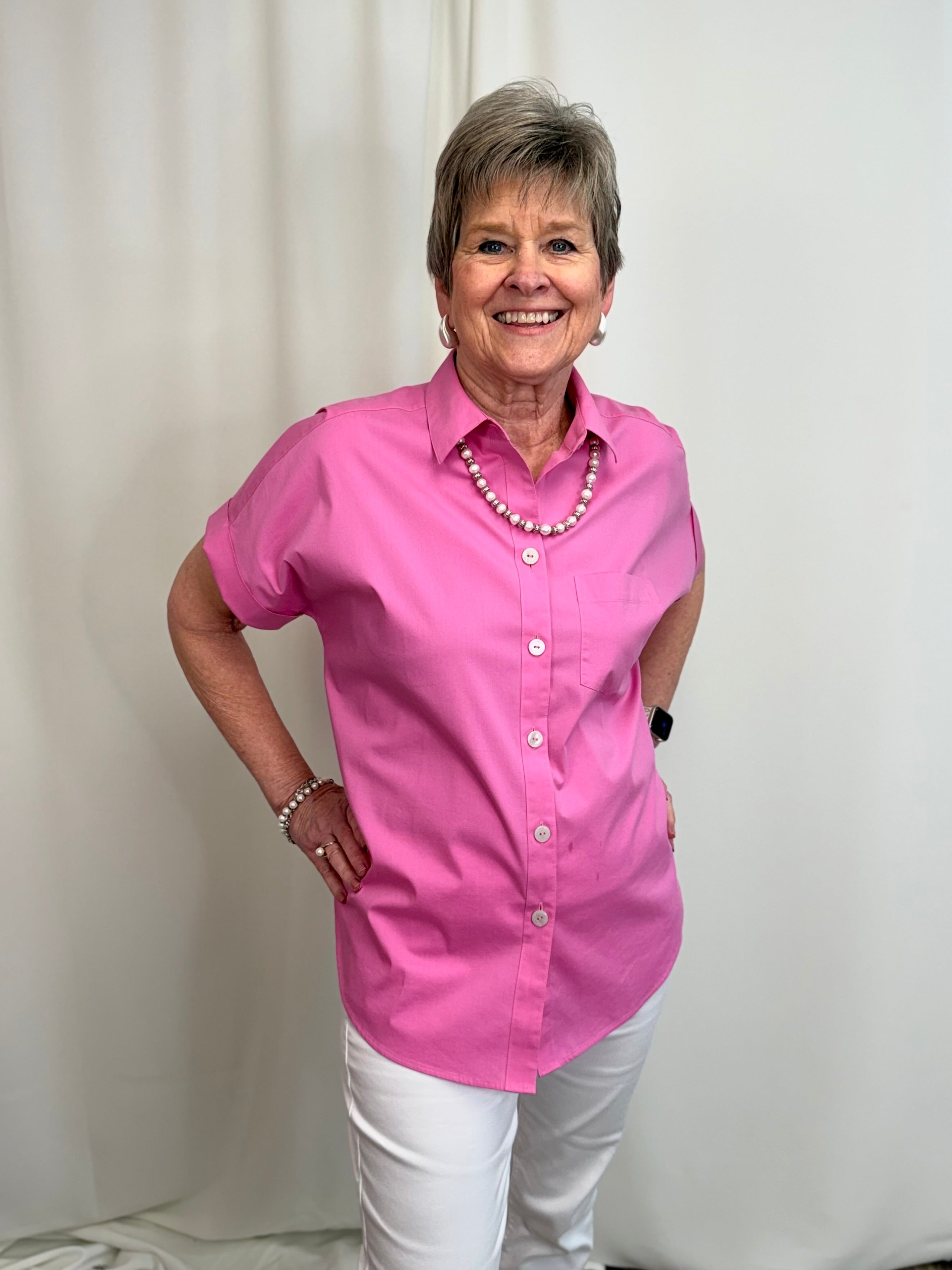 Stretch Cap-Sleeve Shirt