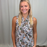 Fall Flowers Ruffle VNeck Tank