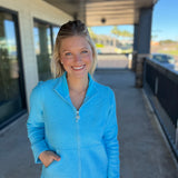 Turquoise Boucle Zip Jacket