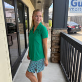 Geometric Diam Emld Nvy Zip Skort