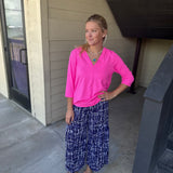 Navy Crinkle Palazzo Pants