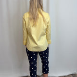 Navy Embroidered Daisy Tulip Hem Capri