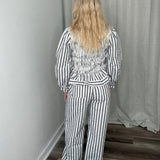 Vertical Stripes Wide Leg Pants