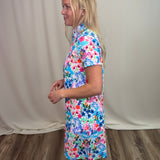 Multi Dragonfly 1/4 Zip S.Slv Dress