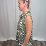 Green Crinkle Cowl Neck Top
