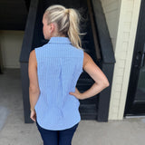 Blue & White Striped Button Up