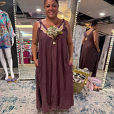 Elegant Stripped Purple Dress