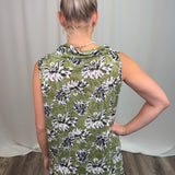 Green Crinkle Cowl Neck Top