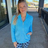 Turquoise Boucle Zip Jacket