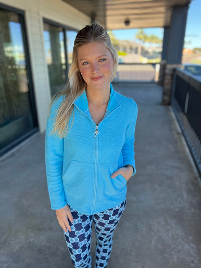 Turquoise Boucle Zip Jacket
