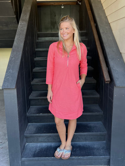 Clear Salmon Half Zip Dress