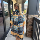 Silk Button Down Navy Dress