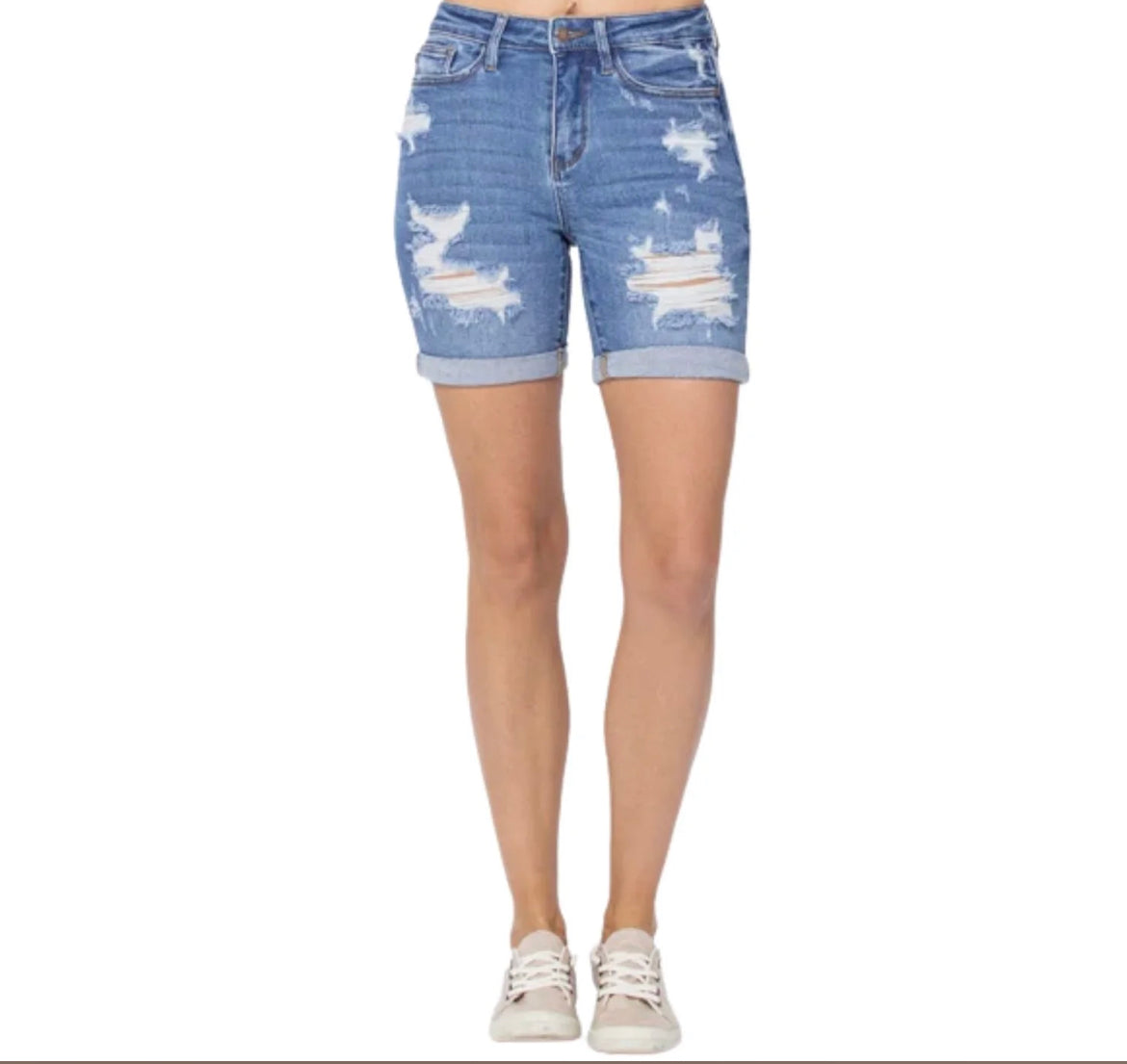 Judy Blue MidLength Distressed Shorts