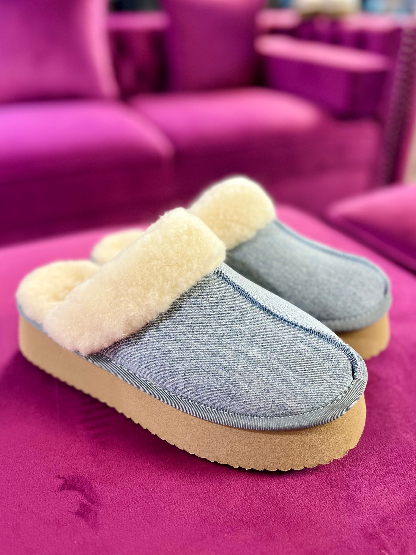 Denim Cuddle Up Slipper