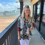 White/Black Silk Top