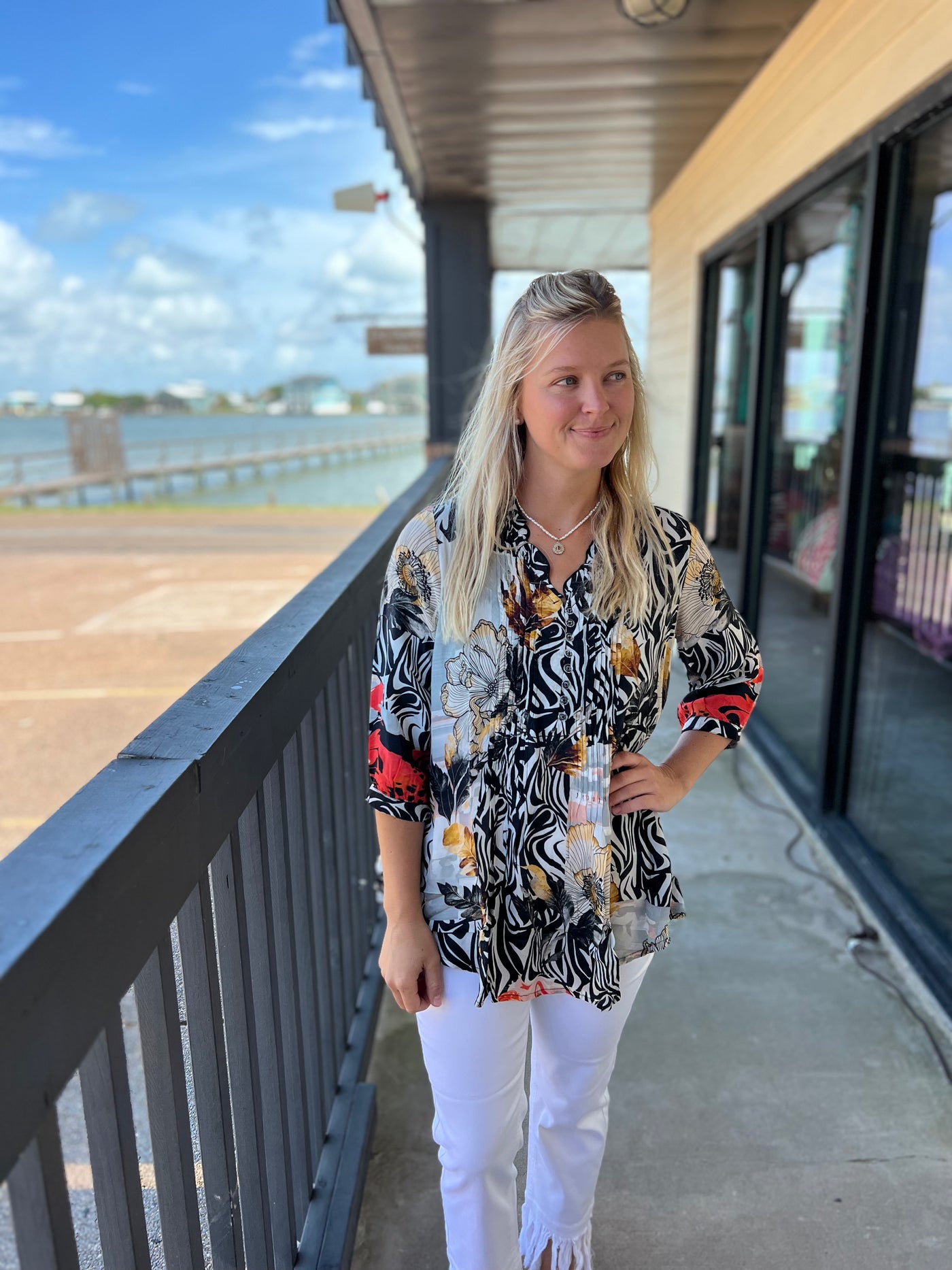 White/Black Silk Top