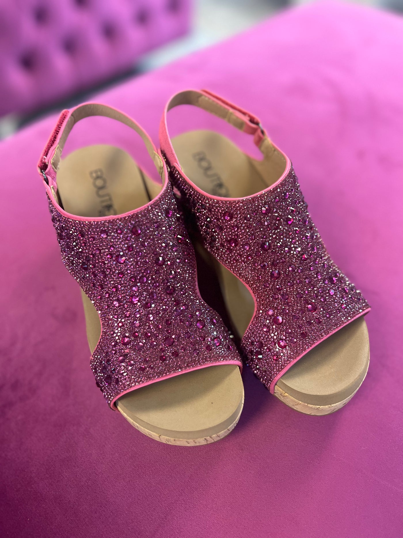 Fuchsia Rhinestones Wedge